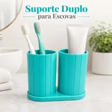 Suporte para Escova de Dentes Duplo Moderno Organizador de Banheiro