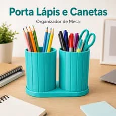 Porta Canetas e Lápis Duplo Organizador de Mesa Moderno