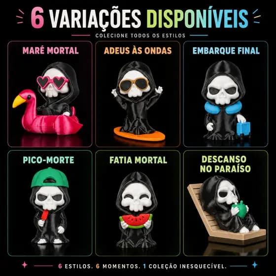 Decoração Geek Gamer Caveira Divertida 3D Mini Ceifador Colecionável Múltiplas Poses Setup Mesa Estante