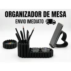 Organizador de Mesa Escritório - Kit Porta Treco, Canetas e Celular Coração - Setup Home Office