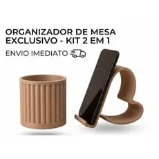 Organizador de Mesa Porta Celular Coração e Porta Lápis Decorativo Home Office