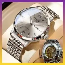 Relógio mecânico turbilhão totalmente automático estilo suíço, calendário duplo masculino, luminoso, à prova d'água, mod