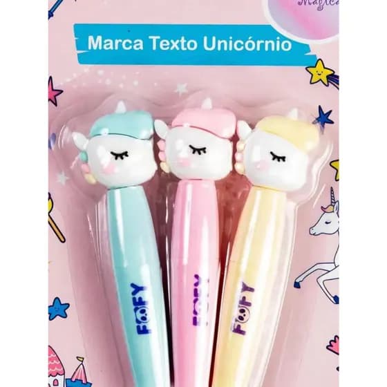 Marca-Texto Pastel Unicórnio com 3 Cores - Fofy