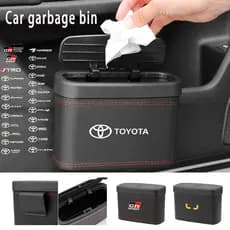 Lixeira De Carro Toyota Com Tampa Pequena À Prova De Vazamentos Mini Lata De Lixo De Couro Para Corolla Hilux Yaris