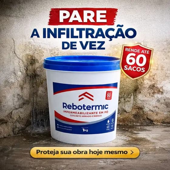 Rebotermic Impermeabilizante em Pó 1kg VBrasil Rende Até 60 Sacos Anti Infiltração Concreto e Reboco