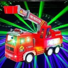 Caminhão Bombeiro Vermelho á Pilha Com Luz 4D Sons de Sirene Bate e Volta