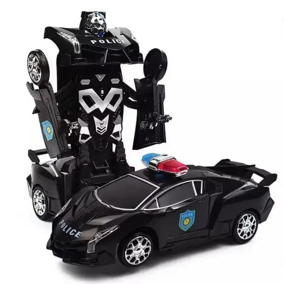 Carrinho Super Robô Policia Transformes a Pilha Com Luzes Som Bate e Volta Envio Imediato