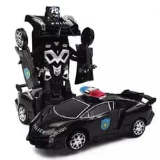 Carrinho Super Robô Policia Transformes a Pilha Com Luzes Som Bate e Volta Envio Imediato