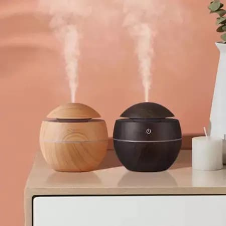 Mini Umidificador de Ar e Aromatizador de Ambientes Tipo Madeira