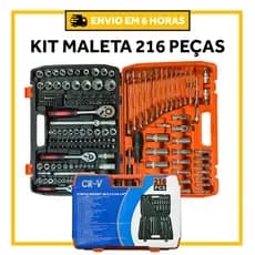 Kit Com 216 Peças De Ferramentas Aço Cromo Vánadio Alicate Bits Chave Qualidade Profissional Maleta