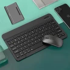Kit Teclado e Mouse Sem Fio Tablet Celular Bluetooth Portátil Compatível com Android iOS Windows