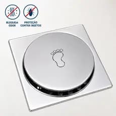 Ralo Click Inteligente Inox 10x10 Banheiro Anti Odor Veda Cheiro Lavabo Cromado Quadrado