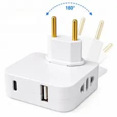 Adaptador Articulado Benjamin Pino Tomada 180° USB Tipo C Bivolt Dobrável