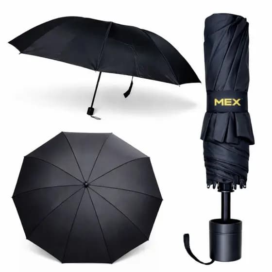 Guarda Chuva Reforçado Grande Contra Vento Sombrinha Preto com Proteção UV para Sol