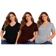 Blusa Feminina T-Shirt Gola V Do P ao G3 | Básica, Leve e Confortável Plus Fitness Viscolaycra