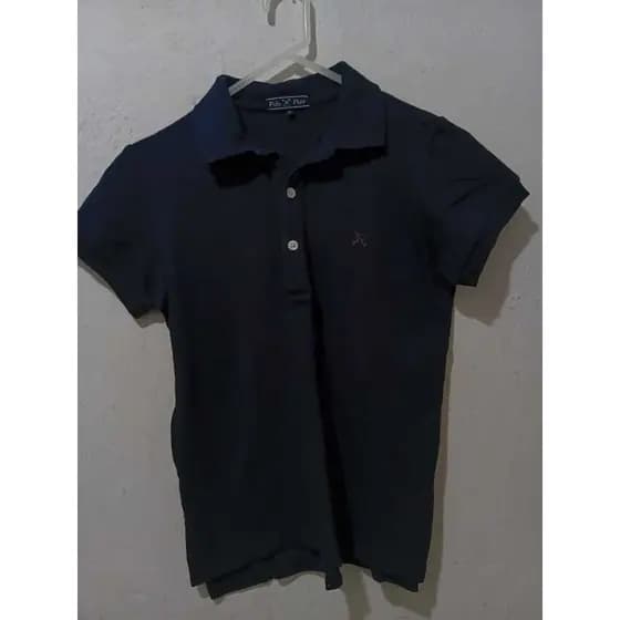 Polo Play Feminina Azul Marinho Slim Fit Old Money Y2K Tam P