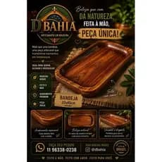 Bandeja Artesanal em Madeira Nobre 20x40cm – Feita à Mão | Decoração e Servir