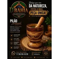 Pilão Artesanal em Madeira Maciça Para Temperos e Cozinha