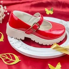 Sapatilha Tratorada Menina Infantil Vermelho Mary Jane Boneca Juvenil Sapato Feminina