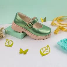Sapato Sapatilha Tratorada Verde Mary Jane Infantil Menina Juvenil Boneca