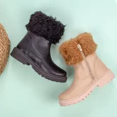 Bota Infantil Botinha Menina Coturno Confortável Tratorada Com Pelinhos Feminino Casual