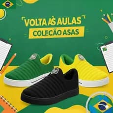 Tenis Escolar Infantil Calce Fácil  unissex  Bordado Verde Amarelo e Preto Volta às aulas