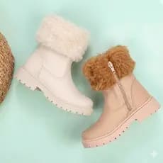 Bota Infantil Menina feminino Botinha feminina coturno cano alto pelinhos salto