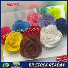 ✅[BR Seller]Aplique Flor De Tecido Poliester - 100 unidades 3CM Laços Tiara Infantil Scrapbook Artesanato DIY Atacado
