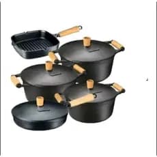 Jogo de caçarolas frigideiras de ferro fundido com tampas de ferro Fundido