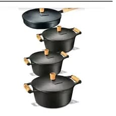 conjunto de 3 panelas caçarolas Jogo de 1 frigideiras de ferro fundido com tampas craqueadas!
