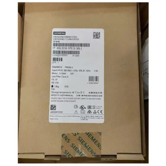 novo Inversor de frequencia Siemens 6SL3210-1PE12-3AL1 30ac 380-480V 2.9A 0.75kw 1hp