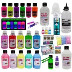 Kit Slime Colas Neon Transparente Coloridas E Neons Que Brilha