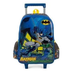 Mochila Escolar com Rodinhas Batman Azul Luxcell
