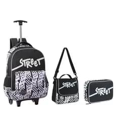 Kit Mochila Escolar Street Trolley Juvenil Infantil Carrinho Reforçado