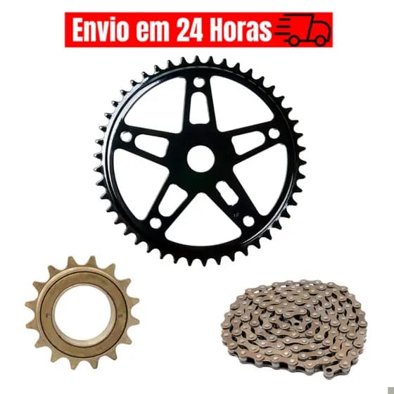 Kit Relação Bike Monark Barra Circular Bicicleta Caloi Poti Mtb Catraca Corrente Coroa Sem Marcha 16D 18D 20D 22D 24D