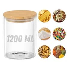 Pote De Vidro Com Tampa De Bambu Hermetico Para Mantimentos