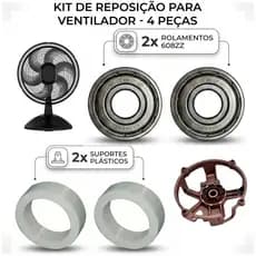 Kit com 2 Calços Suporte + 2 Rolamento 608ZZ Para Ventilador