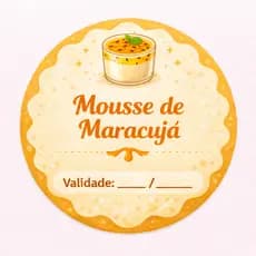 Adesivos 5x5cm para Sacolinhas MOUSSE DE MARACUJÁ | Etiqueta IMPERMEÁVEL Decorativa Doceria Bolo de Pote Confeitaria