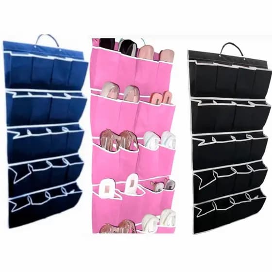Sapateira de Porta Parede para 10 e 8 Pares de Sapato Tênis TNT Resistente - Diversas Cores