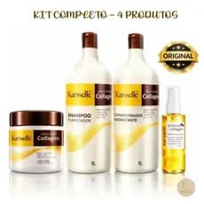 Kit Completo Karssellé – Shampoo 1L + Condicionador 1L + Máscara 500ml + Óleo 60ml