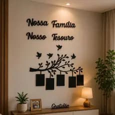 Quadro Decorativo Porta Retrato Painel Arvore Nossa Família Nosso Tesouro MDF Moldura Presente Afetivo