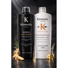 Shampoo Antiqueda 1000ml Kémentis Homme Fortificante com Extrato de Raiz de Gengibre e Arginina Fortalece os Fios