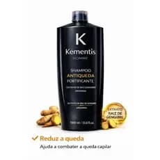 Shampoo Antiqueda Fortificante Kémentis 1000ml Extrato de Raiz de Gengibre + Arginina Fortalecedor.