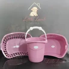 Kit Doméstico 3 Peças Bacia 17L Balde 11L Cesto Telado Organização Casa Lavanderia