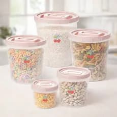 Conjunto 5 potes mantimentos alimento com rosca organizador Plasútil
