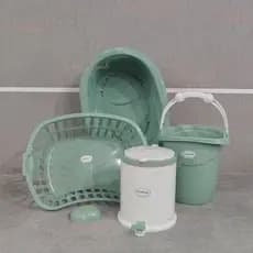 Kit Banho Baby 5 Peças – Banheira 22L + Ofurô + Cesto + Lixeira + Saboneteira