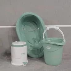 Kit Funcional Banheira 22L, Balde Ofurô 11L e Lixeira 8L bebê menino menina