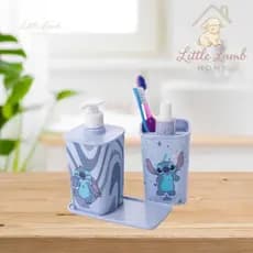 Conjunto Kit Banheiro 3 Peças Stitch: Porta Sabonete, Porta escova Organizador e Bandeja