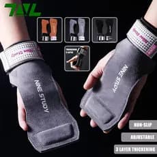 1 Par Luva Hand Grip De Alta Qualidade Três Camadas De Couro De Vaca Treinamento De Ginástica Deadlifting Bodybuilding para Crossfit e Academia