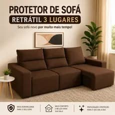 Kit Capa Protetora Sofá Retrátil 3 Lugares Luxo Soft Barato